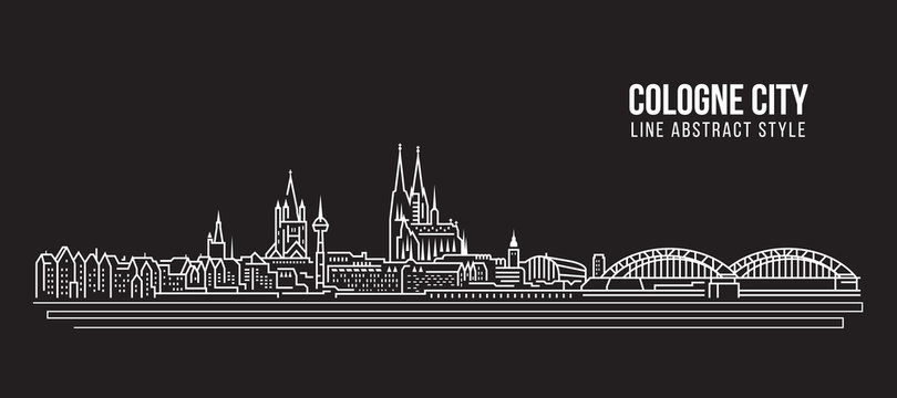 Cityscape Building Line art Vector Illustration design - Cologne city