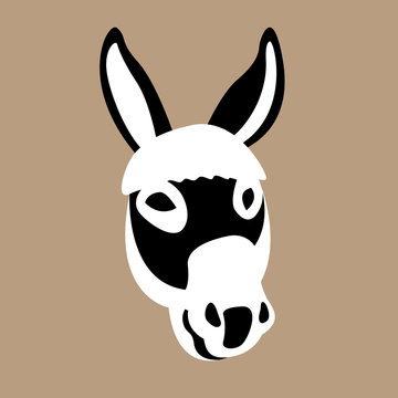 donkey head  vector illustration style Flat