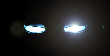 Abstract a robot Glowing eyes in in the dark