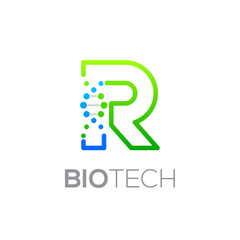 Letter R Green and Blue with abstract biotechnology logotype,Technology DNA vector concept