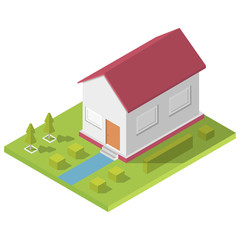 Isometric house with a long shadow