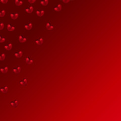 Red hearts on a red background