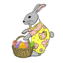 Easter Bunny with basket of eggs