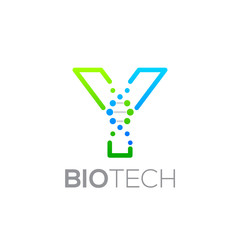 Letter Y Green and Blue with abstract biotechnology logotype,Technology DNA vector concept