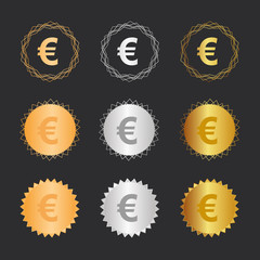 Euro Zeichen - Bronze, Silber, Gold Medaillen