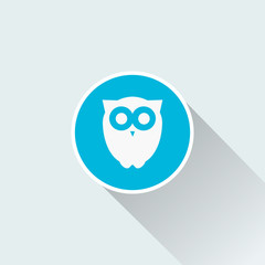 flat owl icon with long shadow