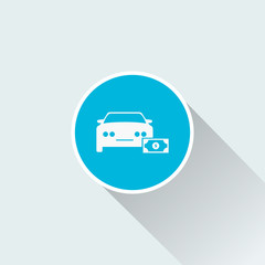 flat car icon with money