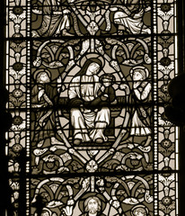 Stained Glass in Worcester Cathedral - The Queen Adelaide Window close up K