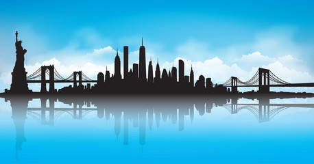 Blue Sky New York City Skyline Vector