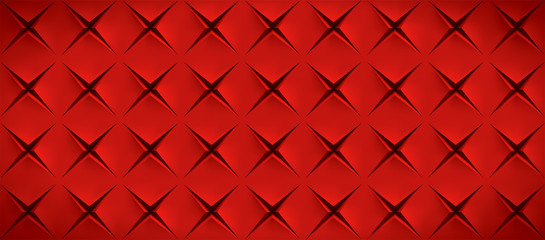 Realistic texture, red surface with slots in the form of stars, vector design background