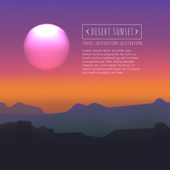 Desert sunset vector illustration