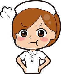 怒りをあらわにする看護師のイラスト