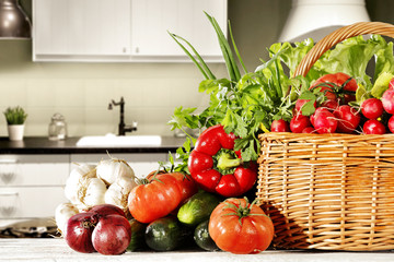 vegetables and kitchen space 