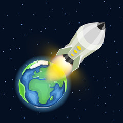 Space rocket launch. Startup creative idea, Vector illustration