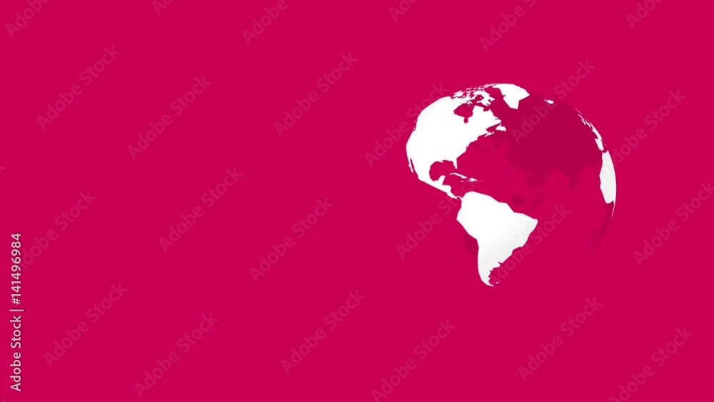 Wall mural rotating globe world on red background
