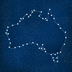 Australia map with stars in the universe illustration