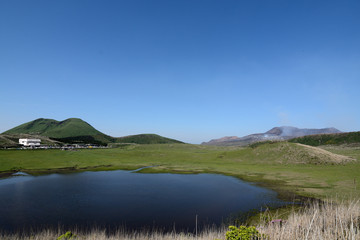 阿蘇山と草千里ヶ浜