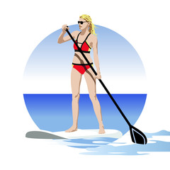 Stand up paddle on the sea