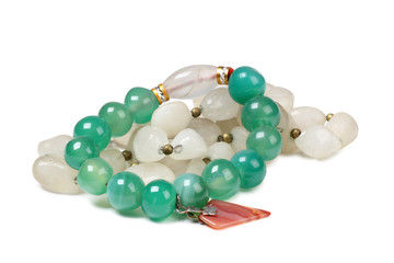 Jewelry made of precious stones on a white background