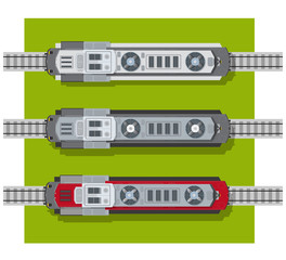 Electric locomotive of railways top view from above. Transport elements for building a city plan © AlexZel