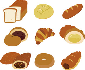色々なパンのイラスト