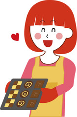 クッキーを作る女性のイラスト