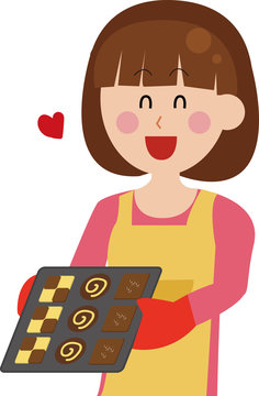 クッキーを作る女性のイラスト