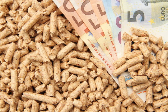 Pellets mit Geldscheinen