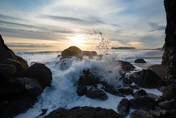 Landscape of beautiful Icelandic beach - March 2017