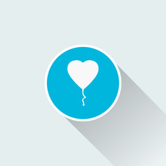 heart balloon icon with long shadow