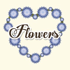 beautiful flowers in heart shape. colorful design. vector illustration