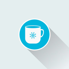 coffee mug icon with long shadow