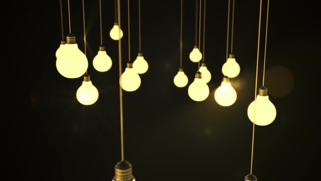 Light bulbs. 3d animation