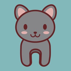 kawaii cat icon over blue background. vector illustration