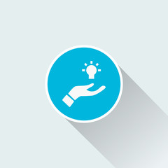 flat idea icon with hand