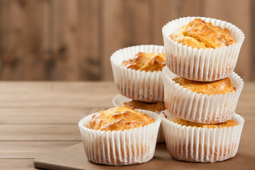 Homebaked Ham And Cheese Muffins In Paper Cases.