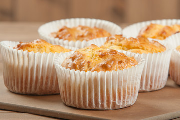 Homebaked Ham And Cheese Muffins In Paper Cases.