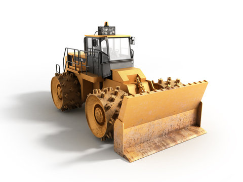 Yellow Bulldozer 3d render Isolated on white