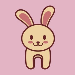 kawaii rabbit icon over pink background. vector illustration