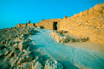 Ruins of King Herod's palace in Judaean Desert. Mount Yair, Masada