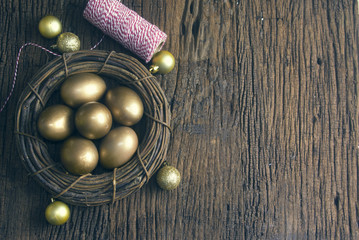 eggs with gold color top view