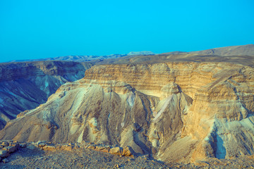 Mountain desert landscape. Nature Israel. Masada