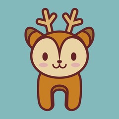 kawaii deer icon over blue background. vector illustration