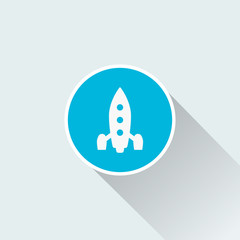 Space rocket icon with long shadow