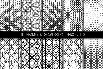 Set of universal different geometric seamless patterns