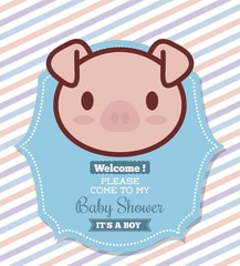 baby shower invitation with pig icon. colorful design. vector illustration