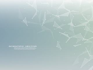 Structure of molecular particles and atom. Polygonal abstract background. Technology and science concept. Vector illustration