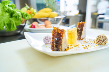 chef preparing cake
