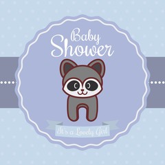 baby shower invitation with raccon icon. colorful design. vector illustration