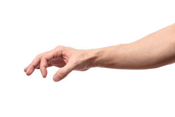 Man hand's measuring invisible item isolated